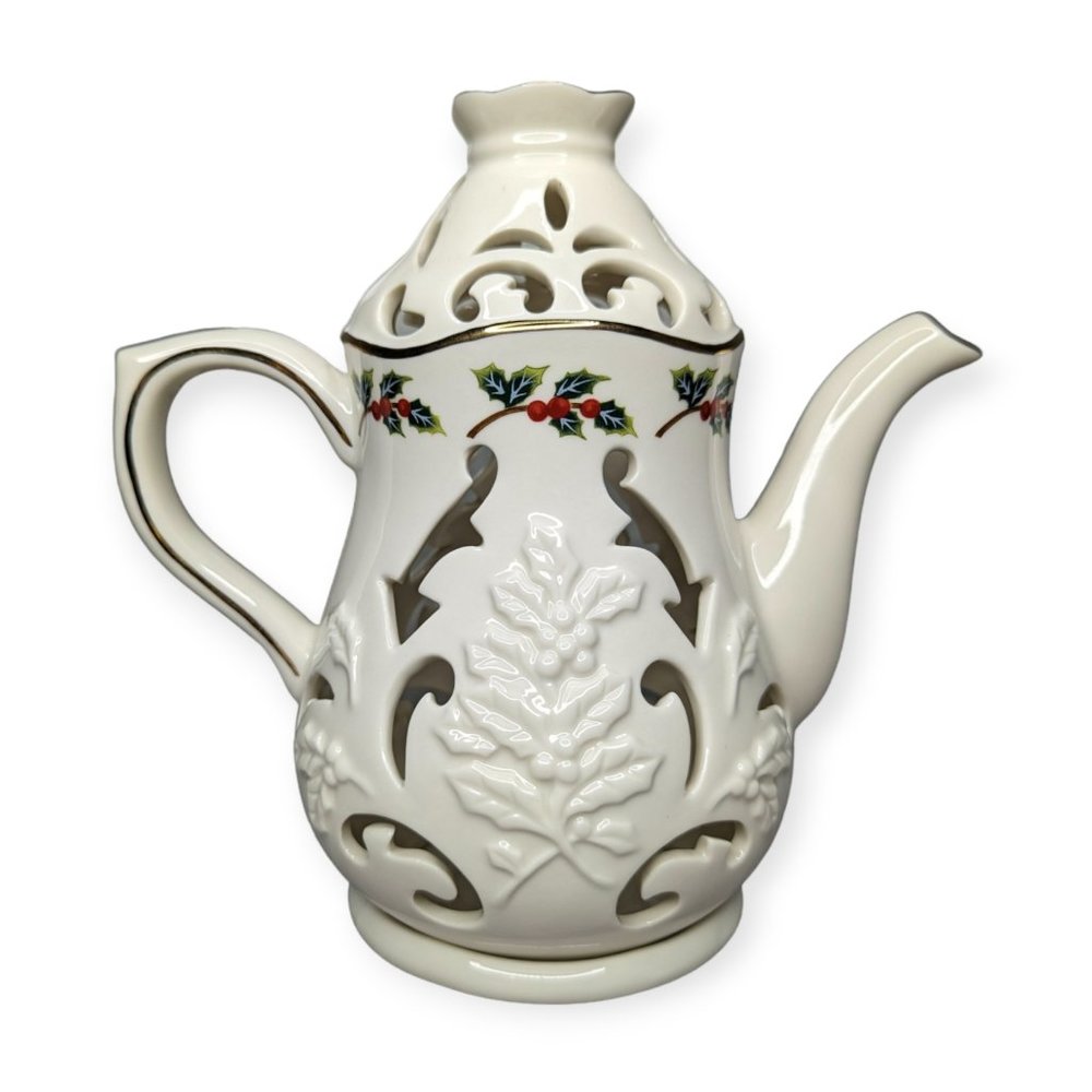 PartyLite Holly Leaf Cafe Teapot Votive Holder